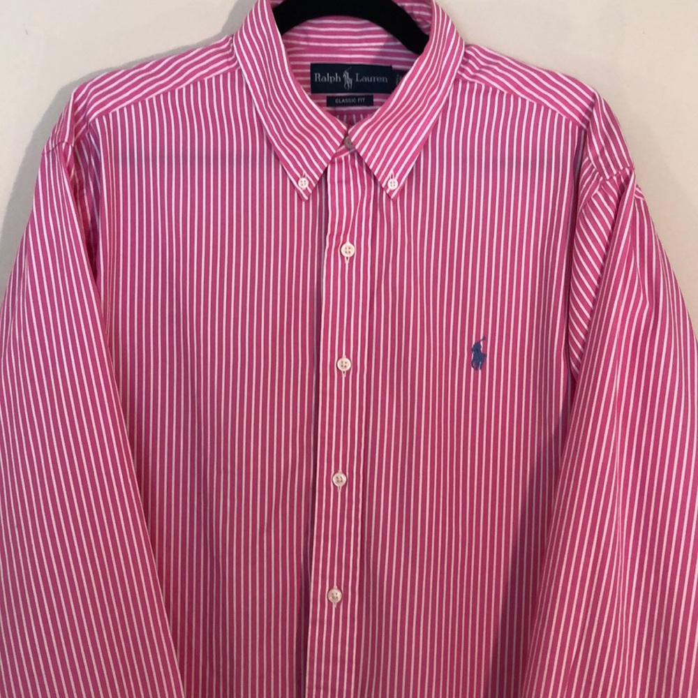 Pink & White Striped Ralph Lauren Blue Pony XL - Picture 3 of 8